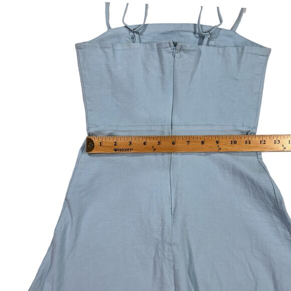 DStudio Light Wash Denim Mini Dress Adjustable Straps Fit & Flare Zip-Up Back - Picture 12 of 13